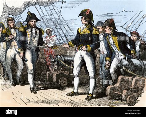Naval officers of the US frigate Chesapeake surrender to the British ...