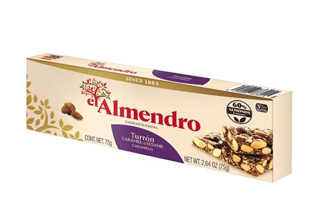 El Almendro Crunchy Almond Caramel Turron with Sesame Seeds Bar , 75g ...