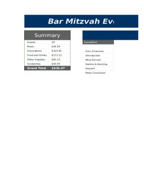 Bar Mitzvah Event Planner - Fill and Sign Printable Template Online
