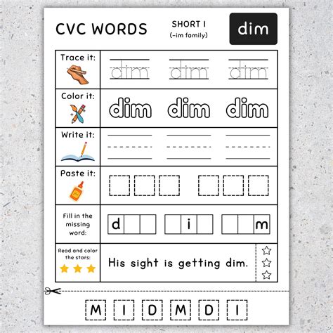 CVC Words Worksheets: Read, Write, Color, Trace All-In-One Worksheet ...