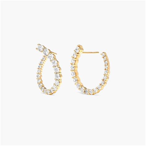 Front Twist Hoop Earrings With Lab-Grown Diamonds In 14K Yellow Gold ...