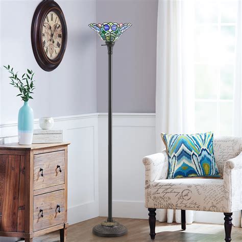 Astoria Grand 70" Torchiere Floor Lamp Victorian Stained Glass Lamp ...