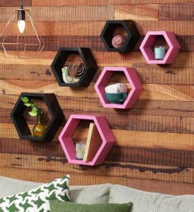 INDIAN DECOR SZY HEXAGON DESIGN SHAPE RACK SHELF FOR WALL AND FOR YOUR ...