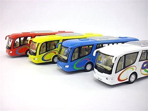 Buy Coach Bus Diecast Metal Scale Model - Set Of 4 Buses, Red, Blue ...