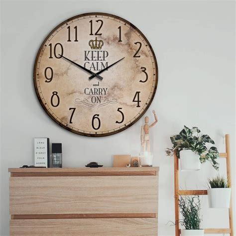 XXL Wall Clock Keep Calm and Carry On Ø 70 cm | wall-art.com