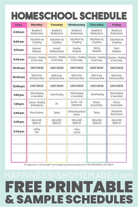 Homeschool Planner Printable Free - Printable Calendars AT A GLANCE