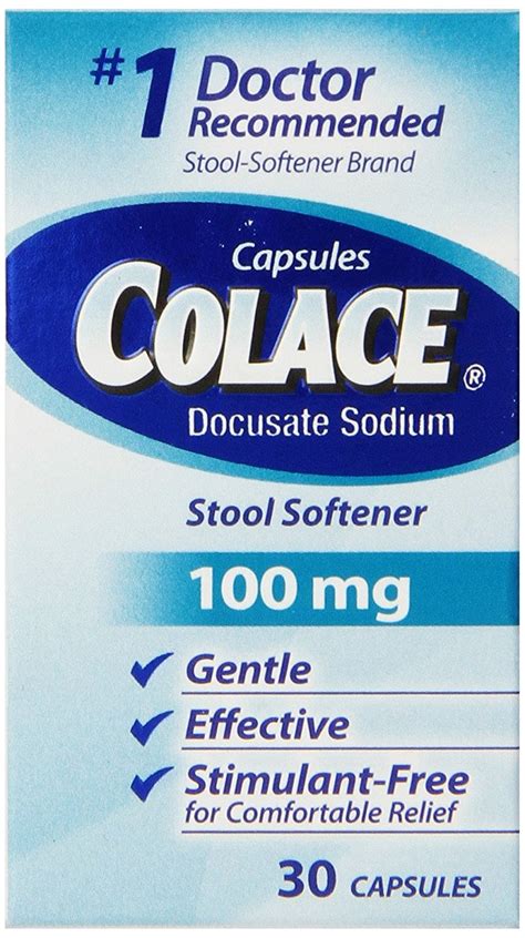 Colace Docusate Sodium Stool Softner, 100 mg Capsules, 30 Count ...