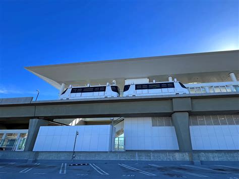LAX Automated People Mover train cars are rolling on airport tracks ...