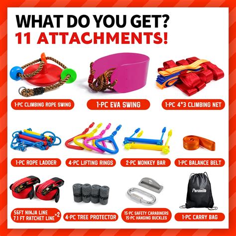 Buy Perantlb Ninja Warrior Obstacle Course for Kids-2x56ft Double Ninja ...