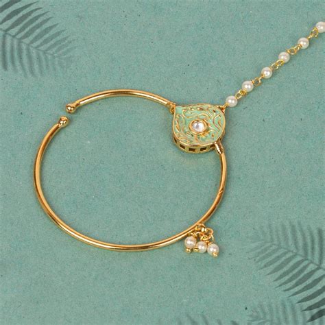 Buy ACCESSHER Gold Toned Meenakari Nose Ring with Chain Wedding ...