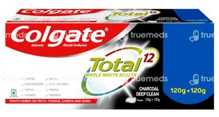 Colgate Total 12 Charcoal Deep Clean Toothpaste 120 Gm - Uses, Side ...