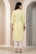 Buy Yellow Chikankari Embroidered Pure Cotton Straight Kurta Online for ...