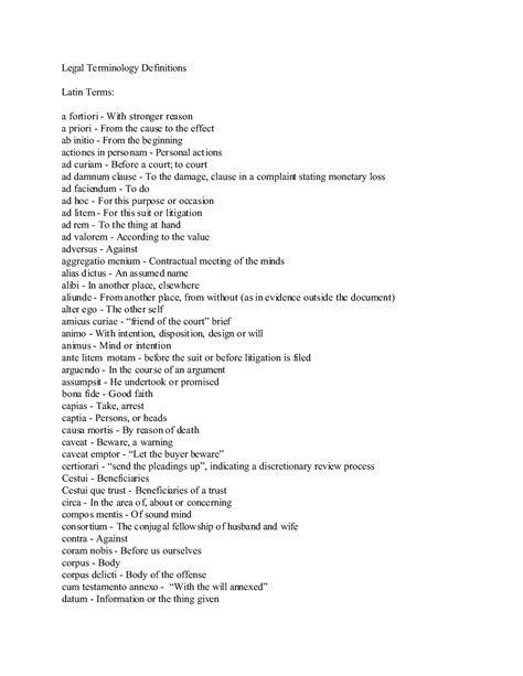 Latin Legal Terms - Reference material - Legal Terminology Definitions ...