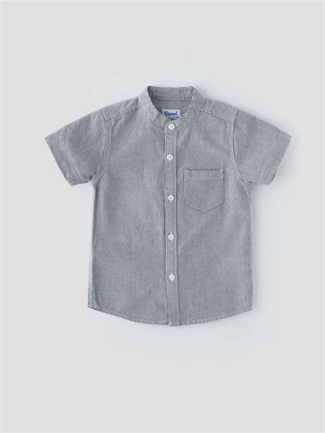 Half Sleeve Striped Mandarine Collar Boys Shirt From Popees – Popees ...