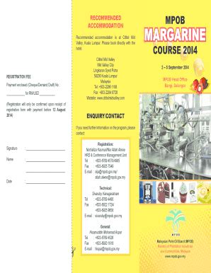 Fillable Online mpob gov RECOMMENDED ACCOMMODATION - Malaysian Palm Oil ...