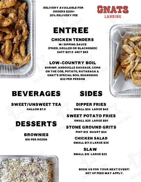 Menu at Gnat's Landing pub & bar, Saint Simons Island