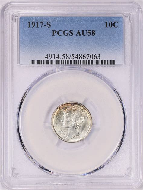 1917-S Mercury Dime PCGS AU-58 (Item 1835882) | GreatCollections Coin ...