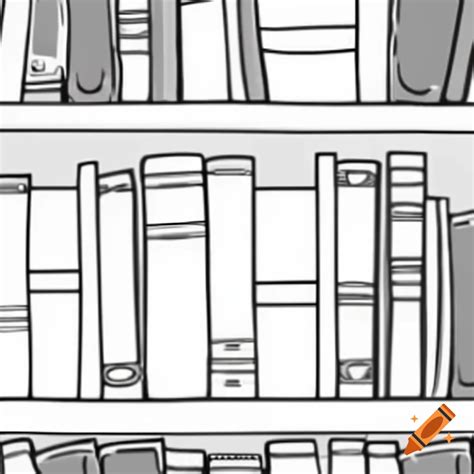 Line drawing of books on a bookshelf on Craiyon