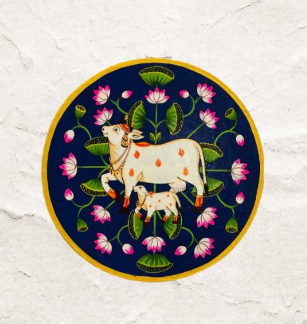 Handcrafted Hand-painted Wooden Pichwai Cow Painting – Wemy