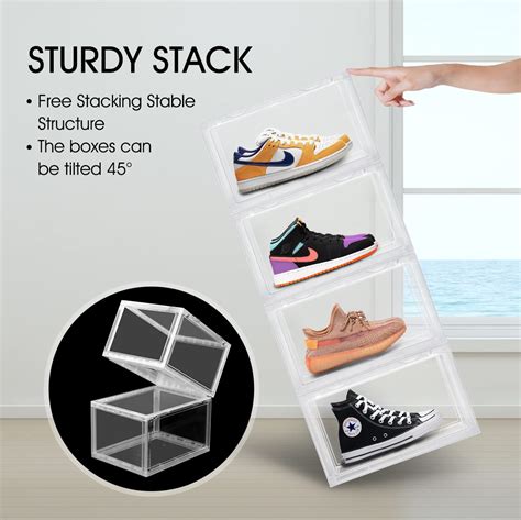 ELUCHANG 3 Pack Stackable Shoe Box, Shoe Storage Boxes 36 x 28 x 22 cm ...