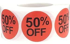 Red 50% Off Sale Stickers, 25mm 1" Retail Labels 500 Pack : Amazon.in ...