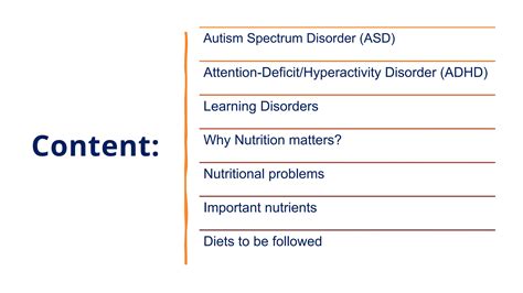 Diet in nutritional challenges- Autism spectrum disorder, Attention ...