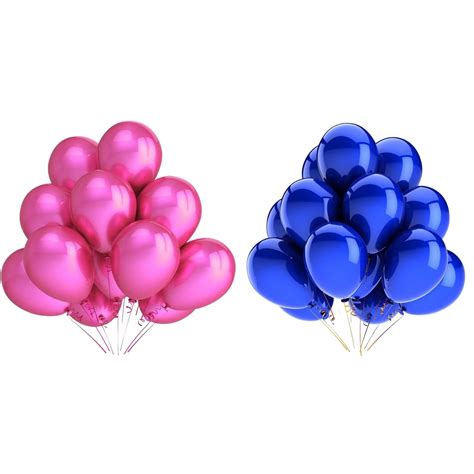 MezoKart Pack of 50 Pink Blue Metallic Latex Balloons for Birthday ...