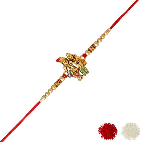 Radha Krishna Theme Rakhi with Roli Chaval and Rakshabandhan Gift Card ...