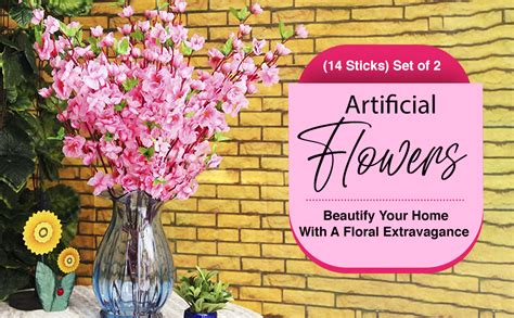 Buy Dekorly Set of 2 Artificial Blossom Cherry Blossom Twig Silk ...