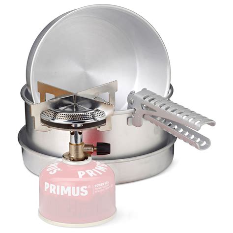 Set Fornello Da Campeggio PRIMUS Mimer II - Fornello A Gas, 2 Pentole E Padella, Kit Completo Per Trekking