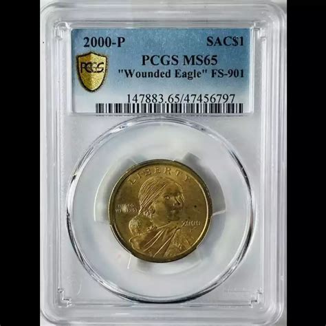 2000 Dollar Sacagawea PCGS MS-65 Wounded Eagle "Wounded Eagle" FS-901 ...