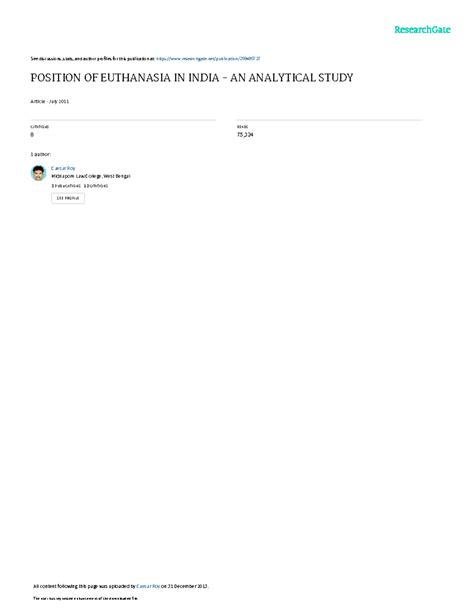 Article on euthanasia - See discussions, stats, and author profiles for ...