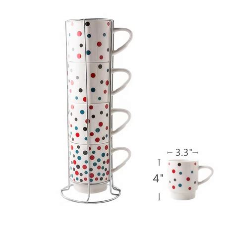 Mr.Mug & Ms.Cup Porcelain Mugs Set - 13 Ounce Stack-able Cups Set with ...