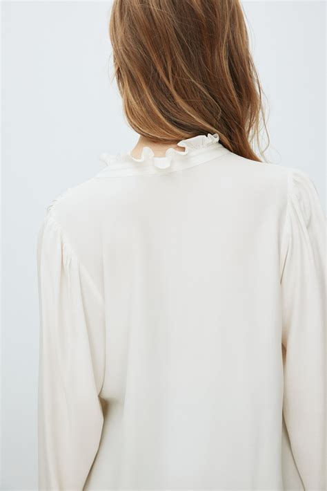 Women's White MAMA Frill-collared blouse | H&M IN