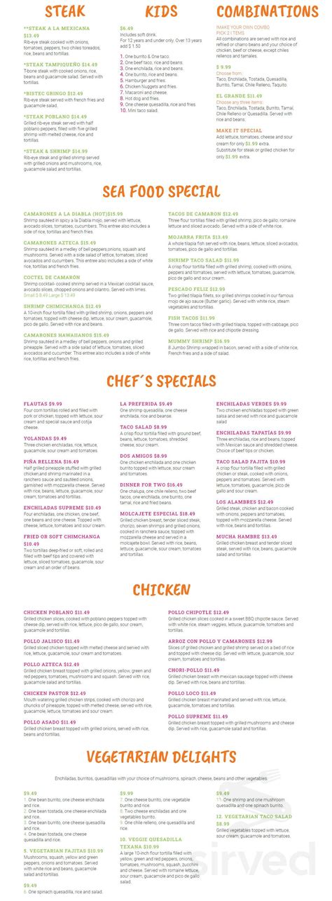 Ay Caramba Mexican Restaurant menu in Chesterfield, Virginia, USA