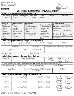 2020 Benefits Enrollment Change Doc Template | pdfFiller