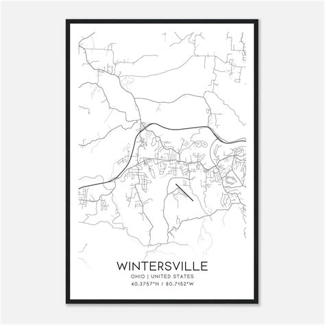 Wintersville Ohio Map Poster, Modern Home Decor Wall Art Print - Custom ...