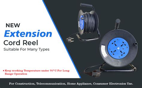 Buy bkr ® Plastic Electric Cord Reel 4 Socket - Black and Blue (15 mtr ...