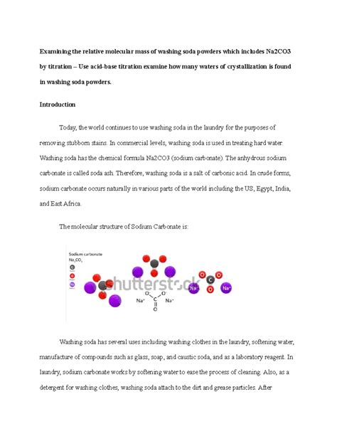 Determining Relative Molecular Mass of Na2CO3 via Titration Analysis - Studocu