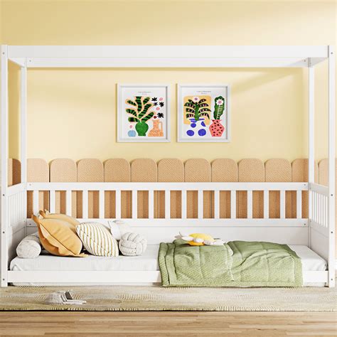 Latitude Run® Twin Canopy Bed With Guardrails - Safe And Cozy For ...
