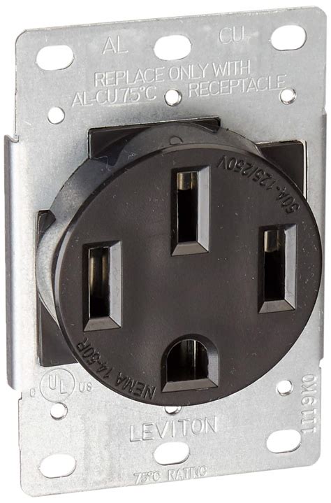 Leviton 279-S00 50 Amp, 125/250V, Nema 14-50R, 3P, 4W, Flush Mounting ...
