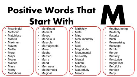 Positive Words That Start With M - GrammarVocab