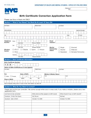 Birth Certificate Correction Application Form - Fill Out, Sign & Share ...