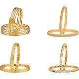 Buy Zeneme Combo Of Victoria Bangle Set, Pearls Bangle Set, Trendy Gold ...