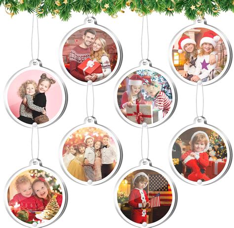 Amazon.com - Weysat 8 Pcs Christmas Photo Ornaments Small Hanging ...