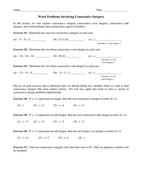 Image result for Consecutive Integers Word Problem