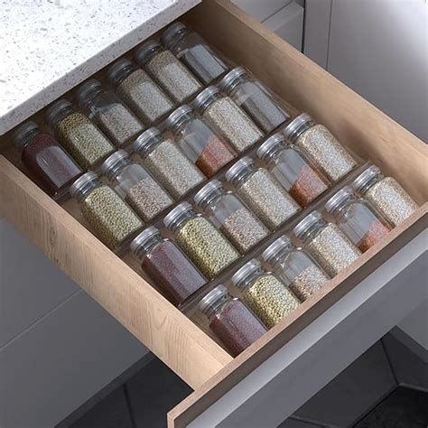 Olpad Spice Drawer Organizer, 4 Tier Slanted Clear Acrylic Expandable ...