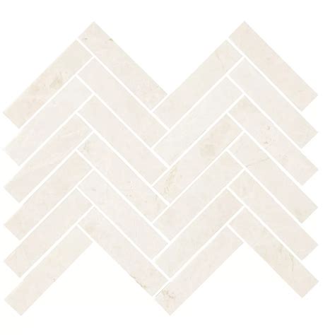 Arctic White Brushed Large Herringbone Marble Mosaic Wall and Floor ...