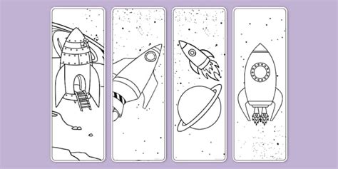 Rockets Colouring Bookmarks (teacher made) - Twinkl