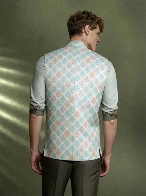 Greenfibre Cream Printed Waistcoat | Regular Fit | Blended Fabric ...